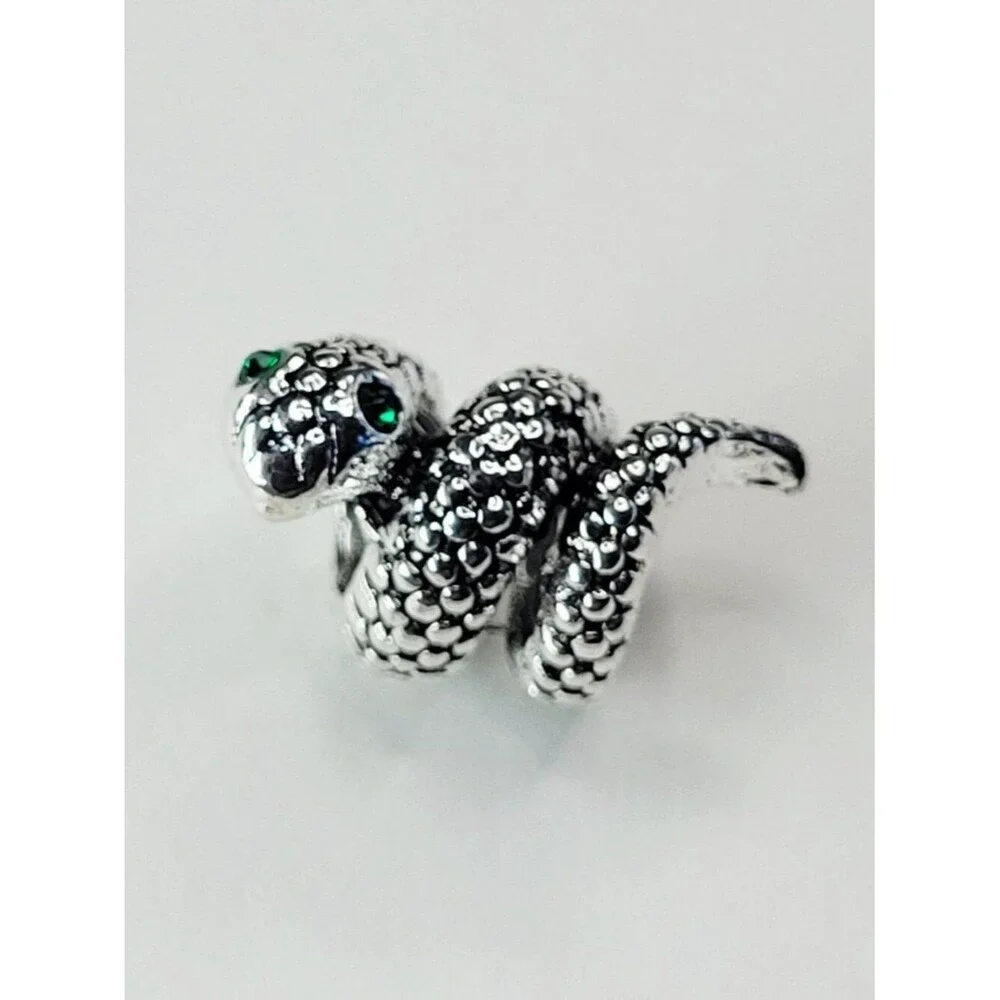 NWT! For Pandora Troll Charm Bracelet AMAZING Wrap Around Green Eyed Snake Charm
